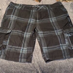 Carbon Black and Gray Checkered Cargo Shorts